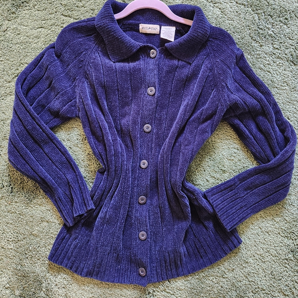 White Stag Deep Blue Cardigan Sweater